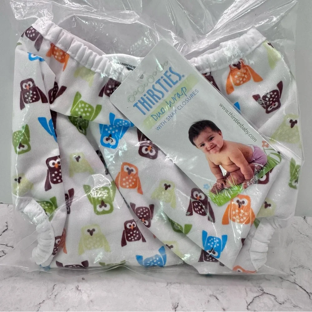 NWT NEW Thirsties Duo Wrap Snap Hoot Size 2 Cloth Diaper Cover Double Gusset